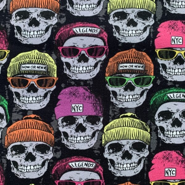 French Terry Druck Neon Skulls