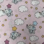 Baumwollstoff Elefanten rosa | Tierischer Druckstoff für Baby & Kinder | Wolken & Sterne | Meterware – Bild 4
